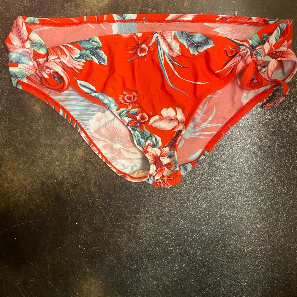 red bikini bottom with floral print
